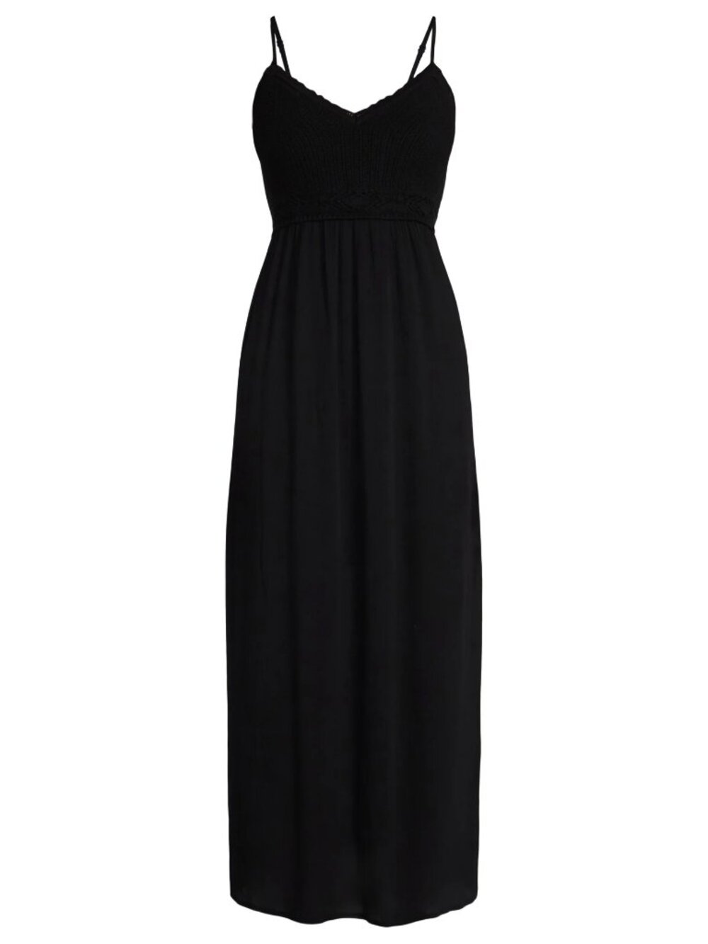 NWT, SZ L, 100% COTTON, Crochet Bodice Maxi Dress, Black